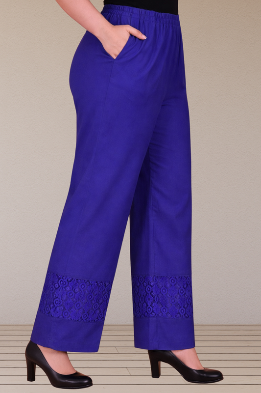Royal Blue Detailed Cotton Palazzo