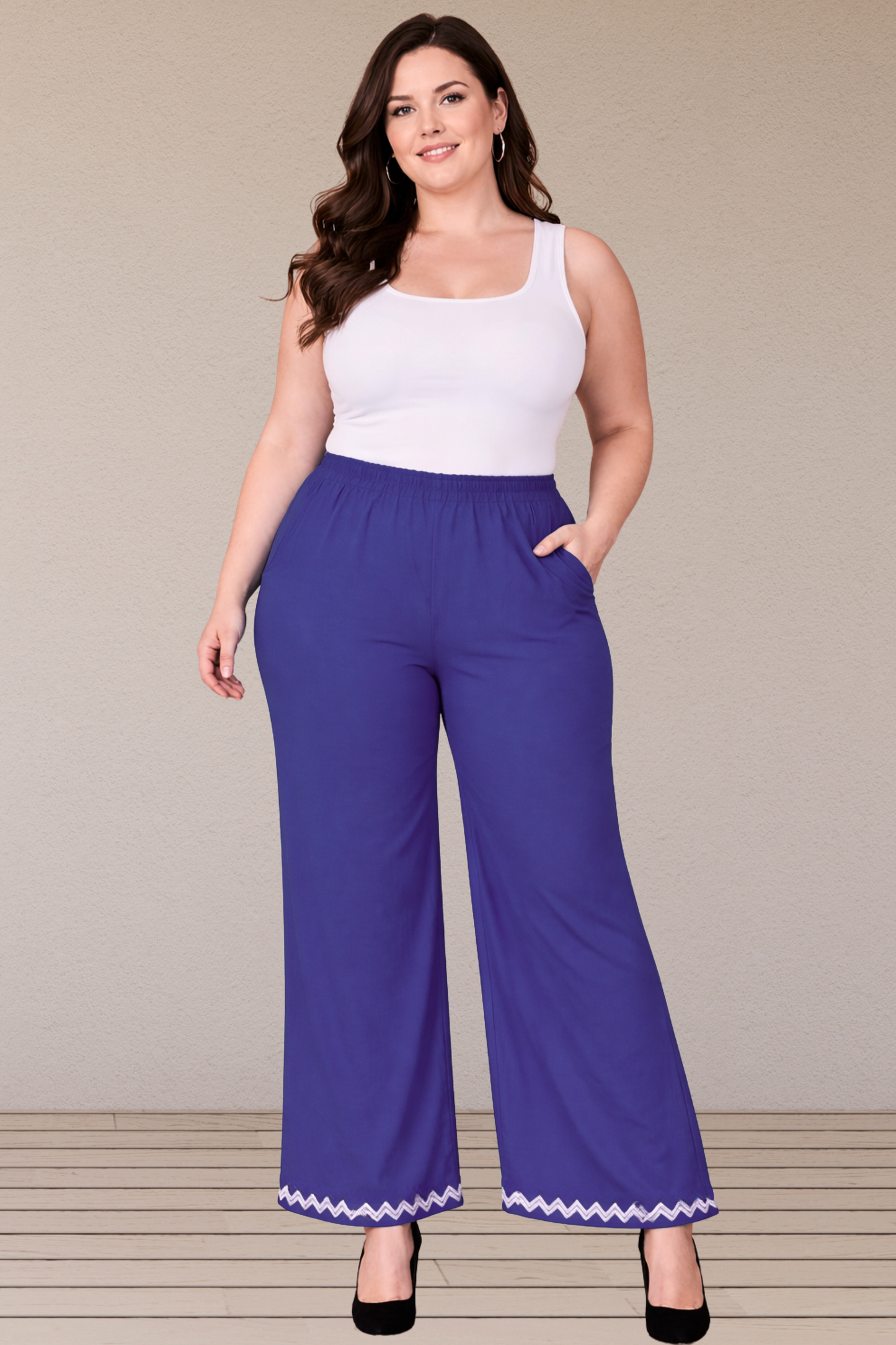 Royal Blue Embellished Cotton Palazzo