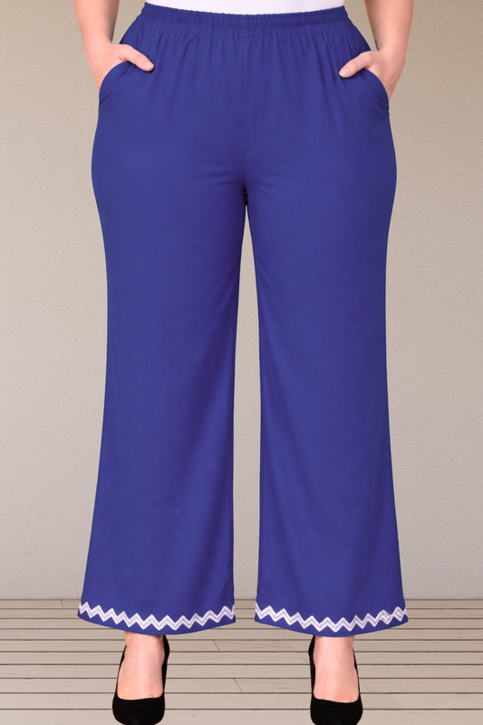 Royal Blue Embellished Cotton Palazzo