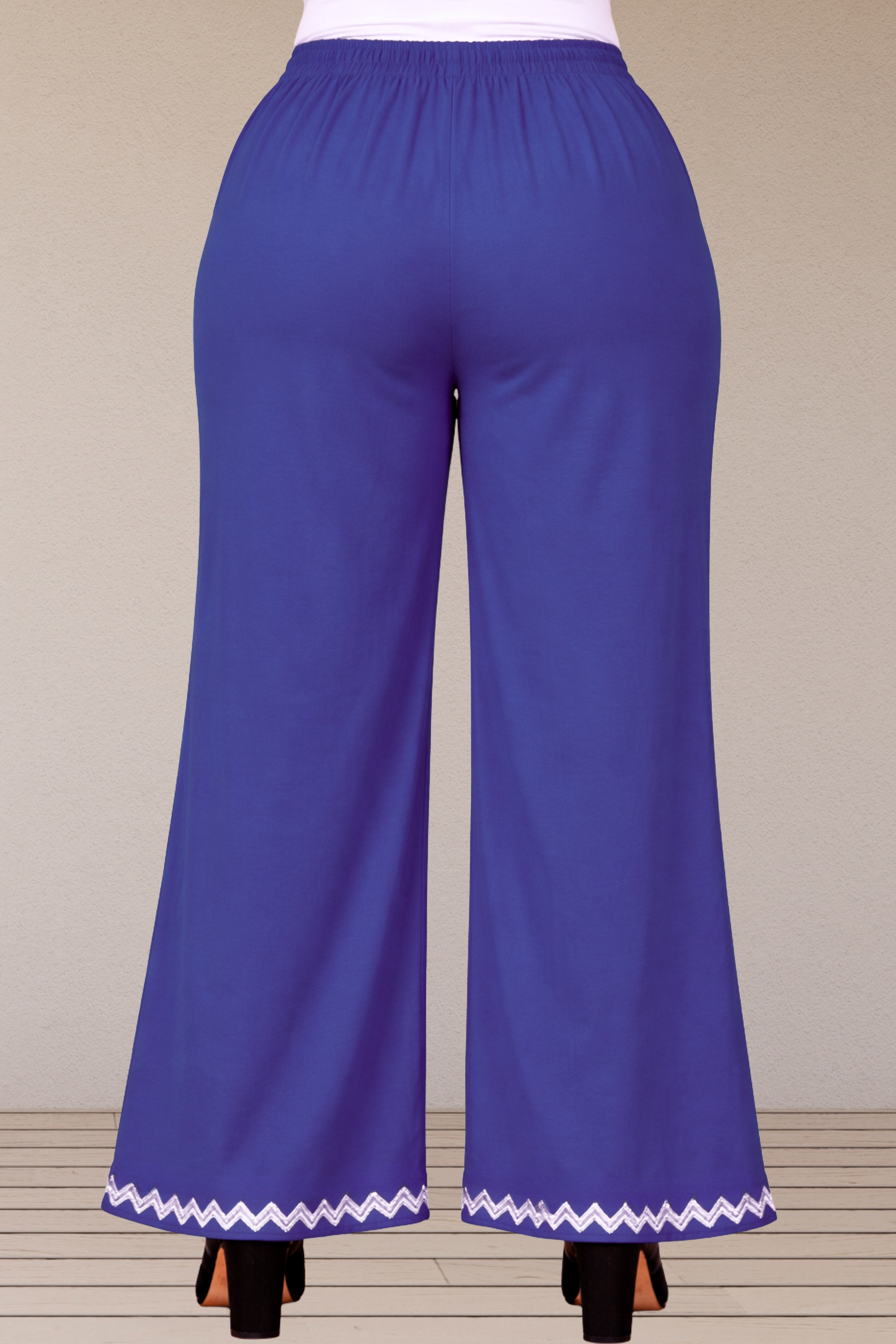 Royal Blue Embellished Cotton Palazzo