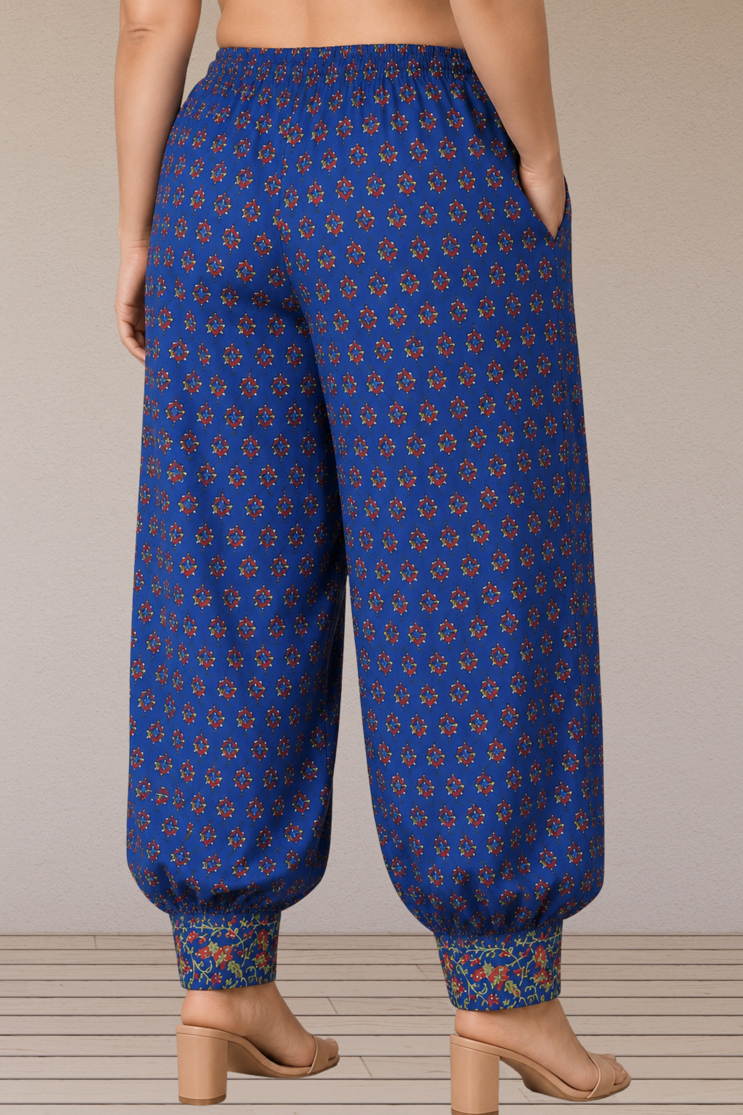 Royal Blue Floral Cotton Salwar