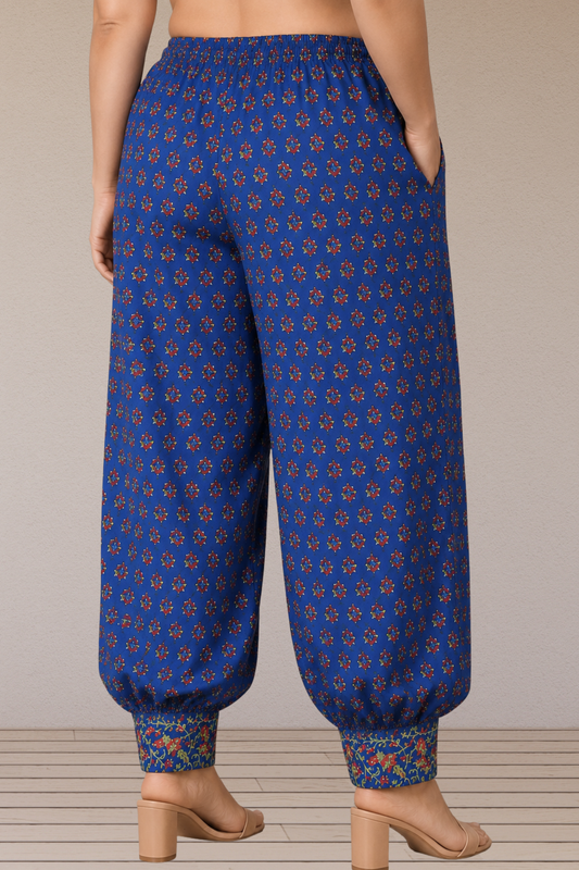 Royal Blue Floral Cotton Salwar