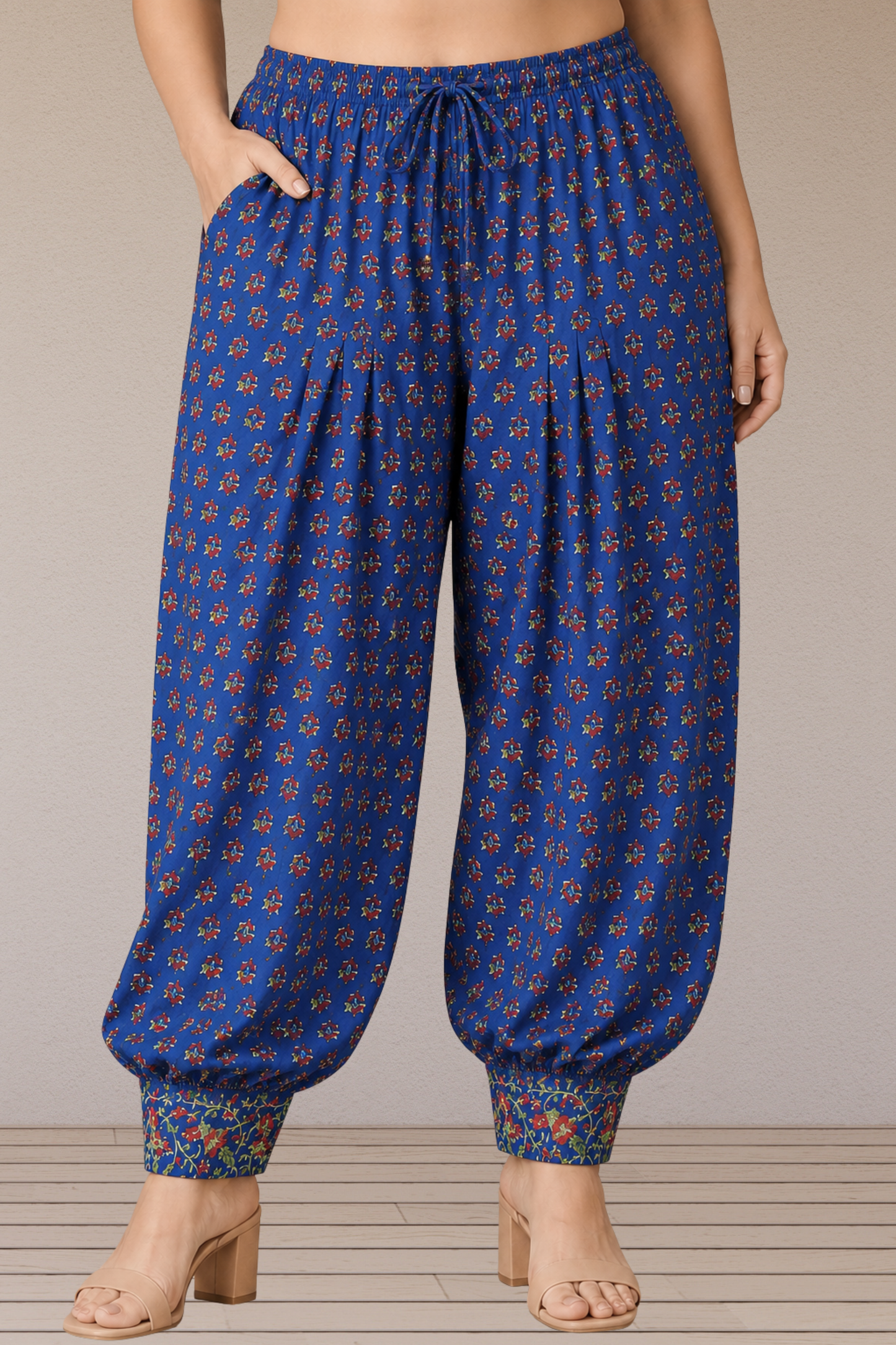 Royal Blue Floral Cotton Salwar