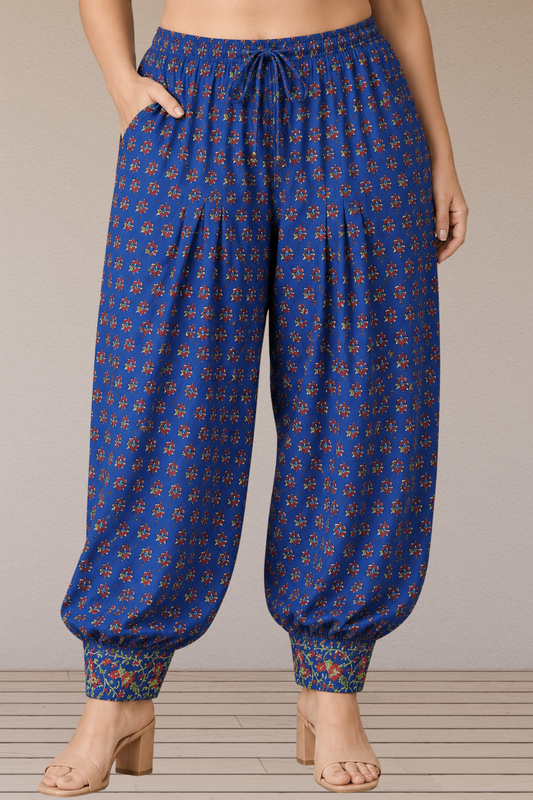 Royal Blue Floral Cotton Salwar