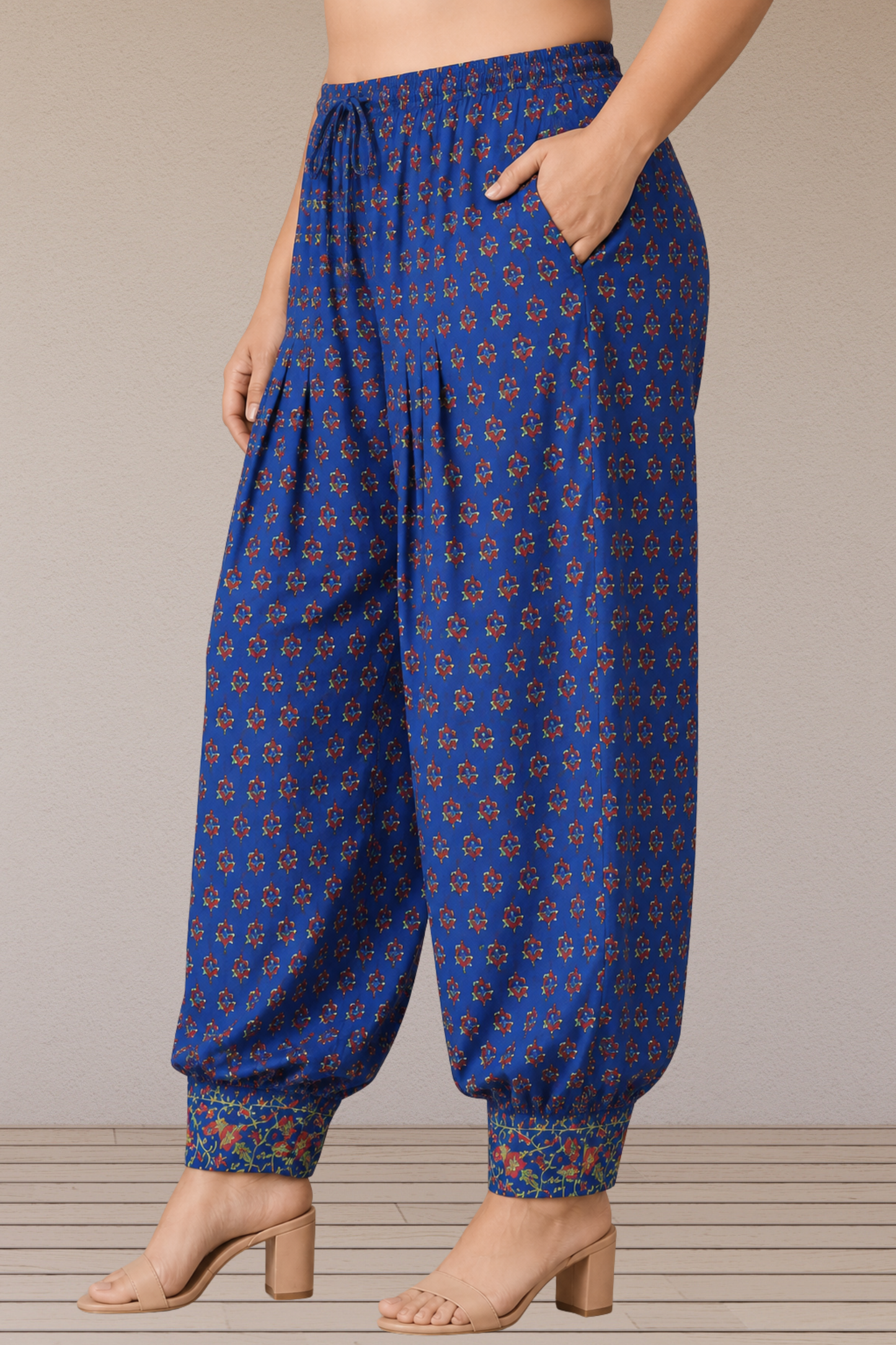 Royal Blue Floral Cotton Salwar