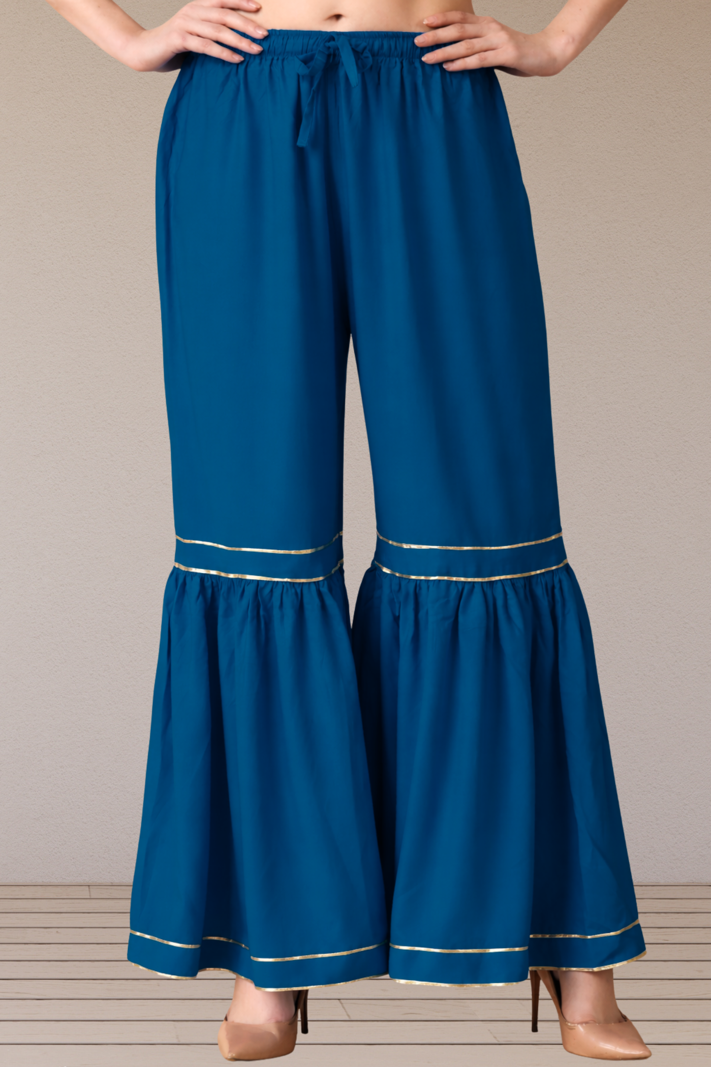 Royal Blue Frilled Rayon Sharara