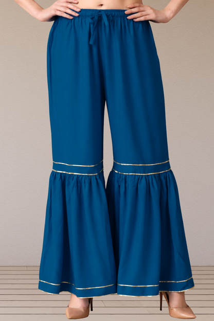 Royal Blue Frilled Rayon Sharara