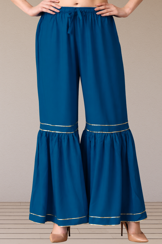 Royal Blue Frilled Rayon Sharara