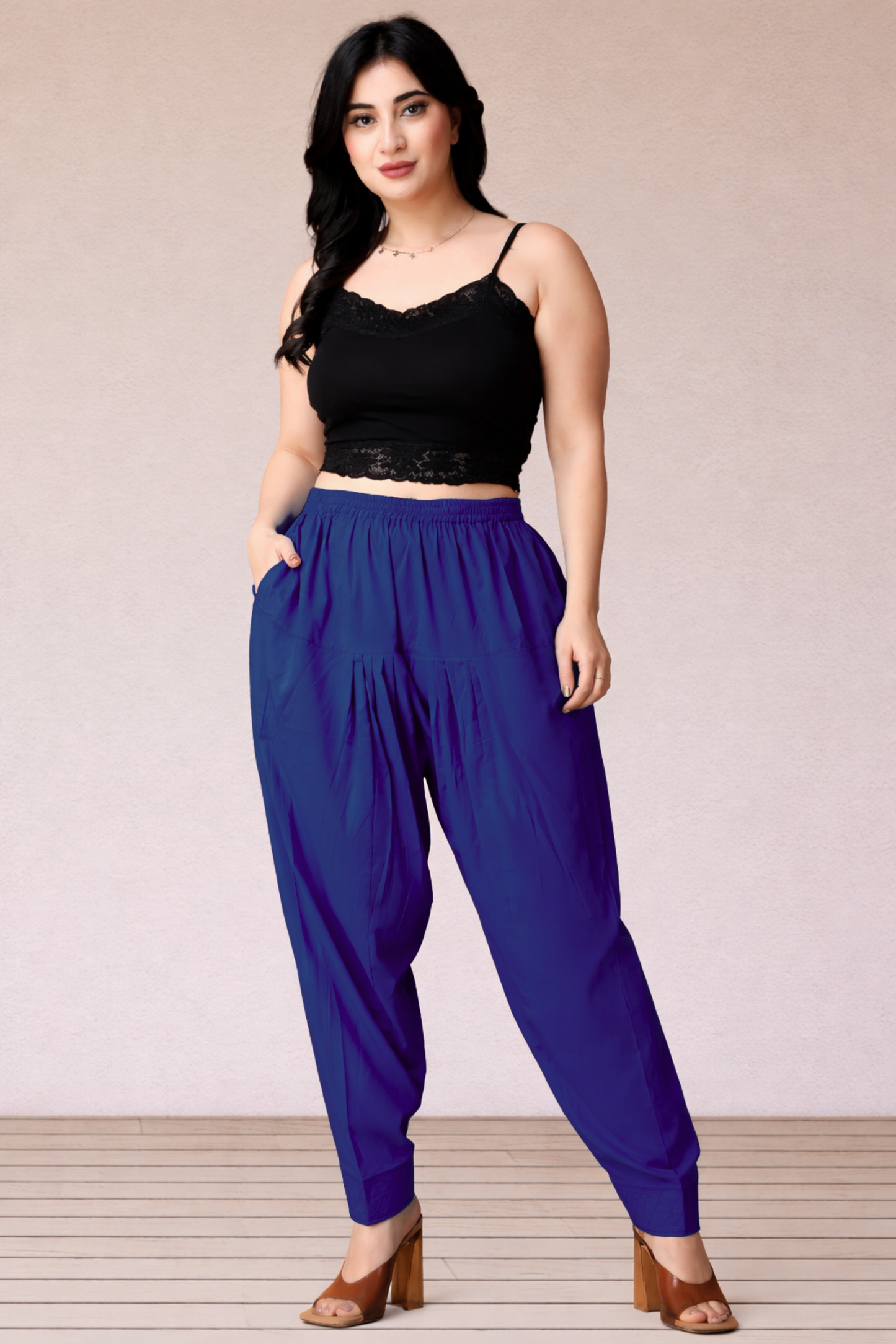 Royal Blue Cotton Straight Salwar