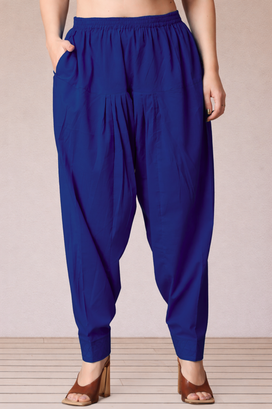 Royal Blue Cotton Straight Salwar