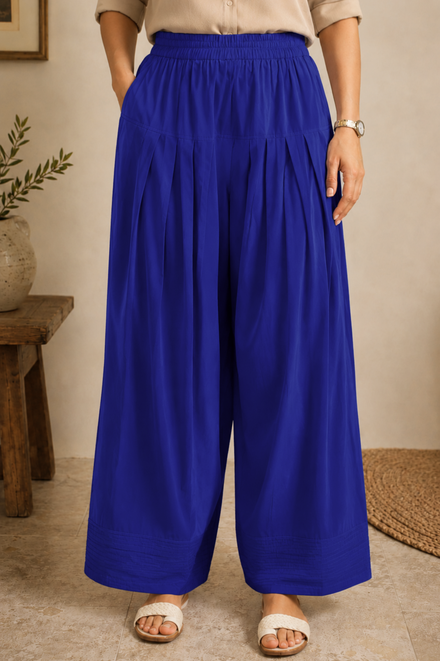 Royal Blue Cotton Farshi Salwar