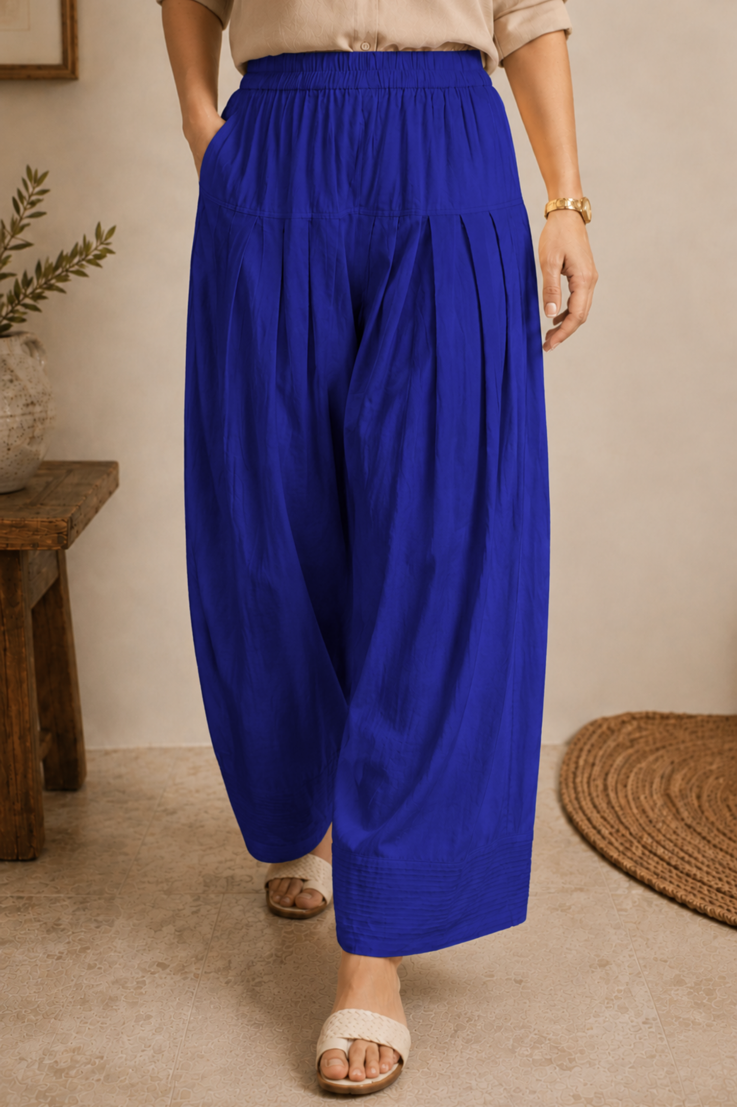 Royal Blue Cotton Farshi Salwar