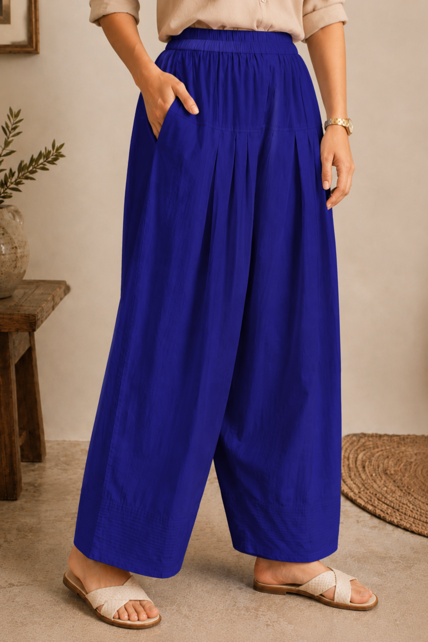 Royal Blue Cotton Farshi Salwar