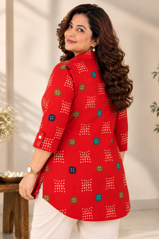 Ruby Bandhani Foiled Collared Shirt