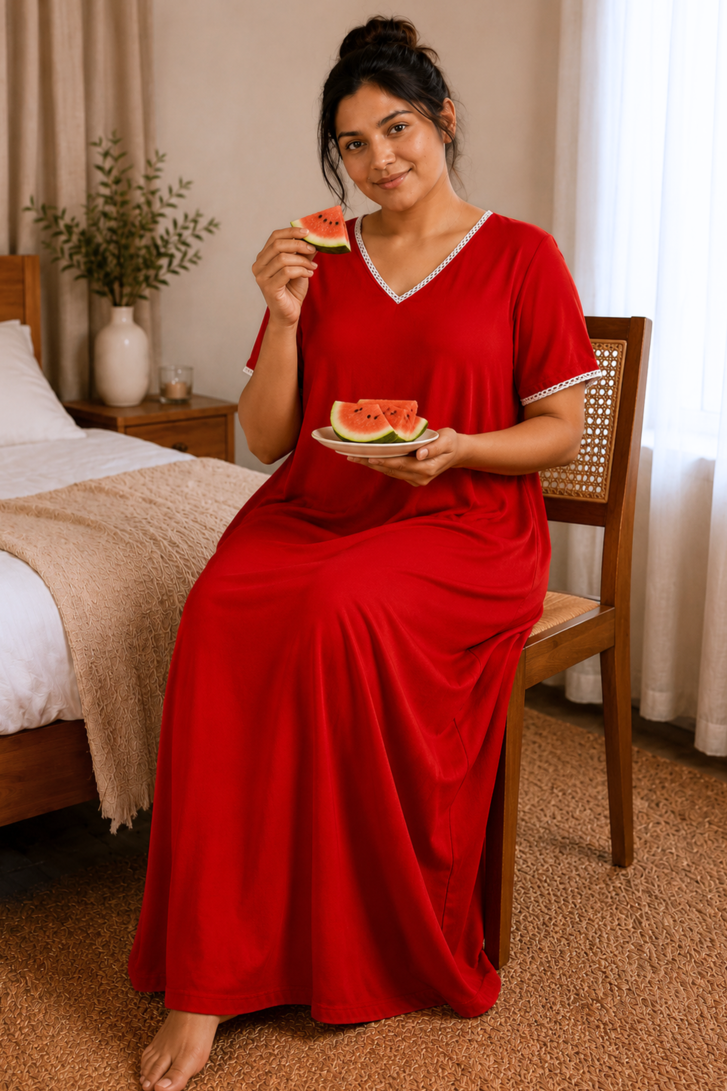 Ruby Red Rayon Night Gown