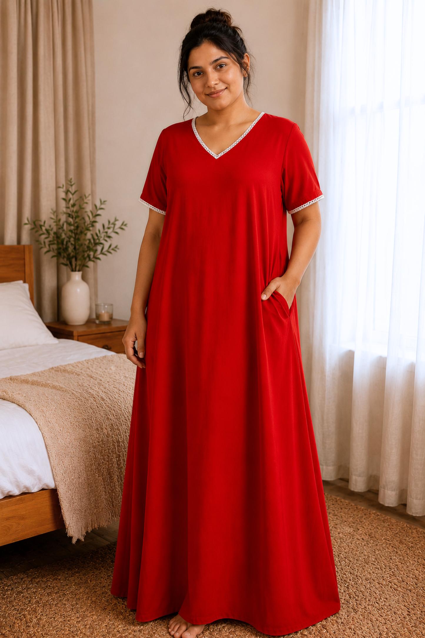 Ruby Red Rayon Night Gown