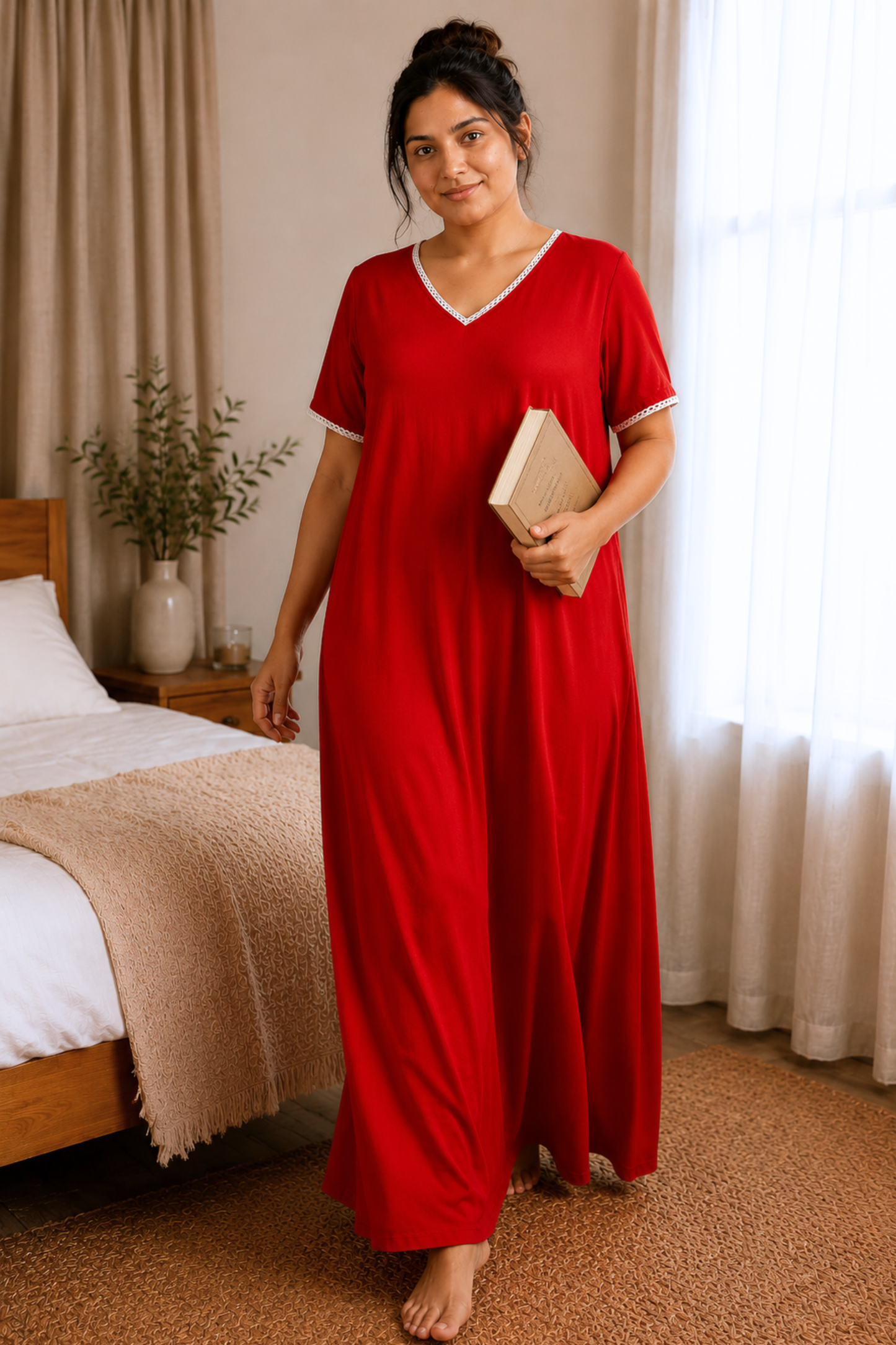 Ruby Red Rayon Night Gown