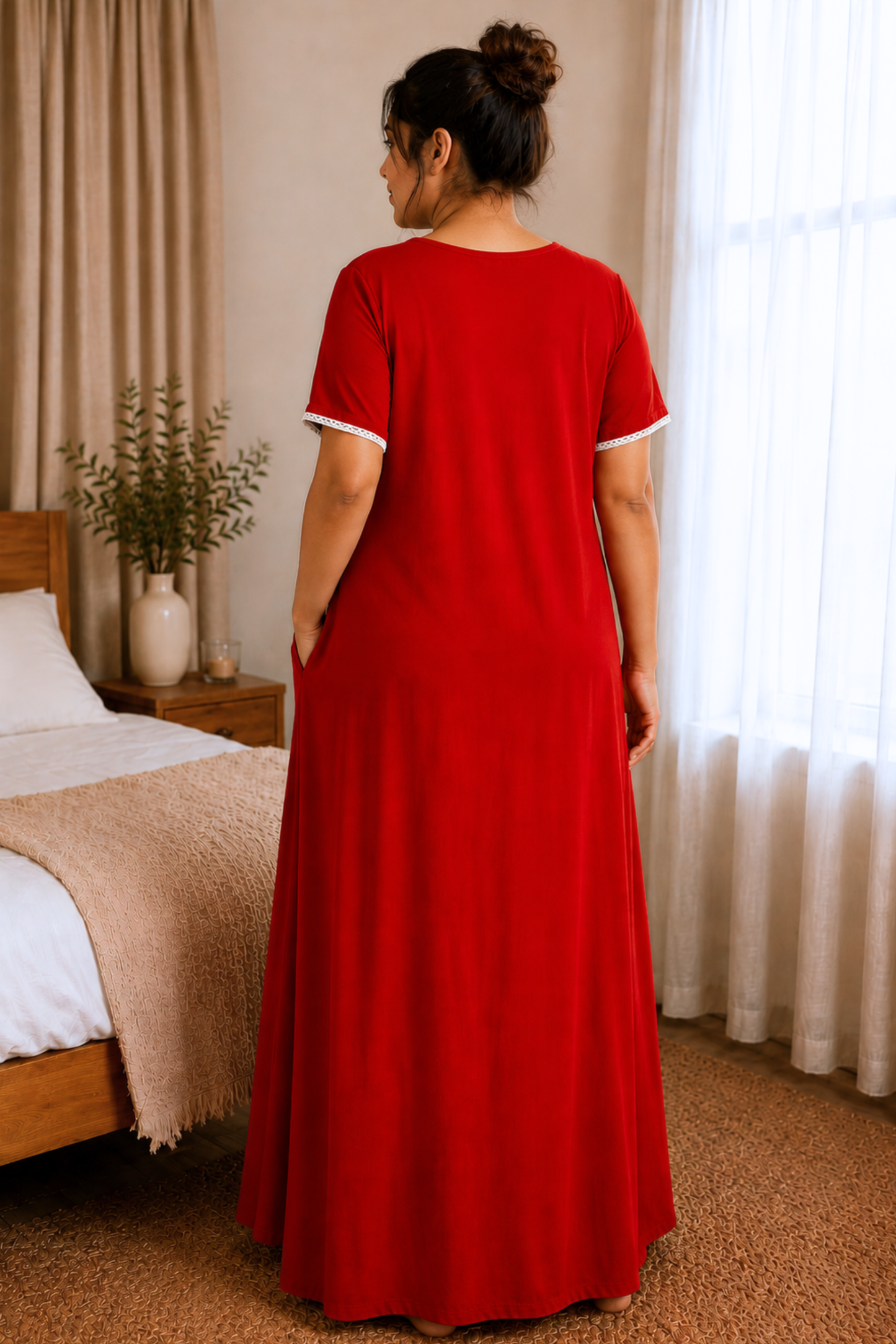 Ruby Red Rayon Night Gown
