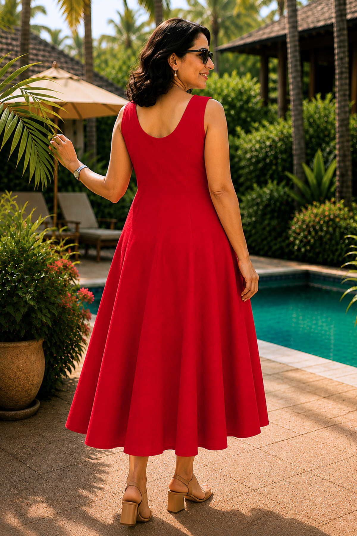 Cherry Crush Textured Dress With Pockets