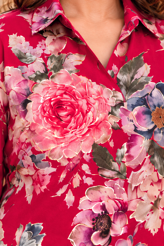 Ruby Rose Foiled Crepe Kurta With Pockets