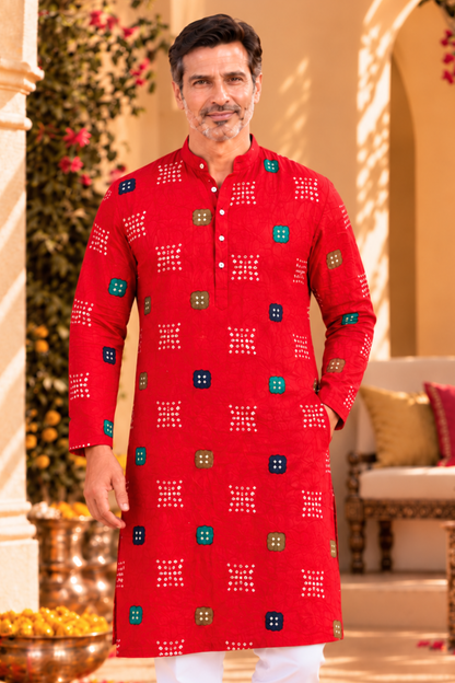 Ruby Bandhani Foiled Printed Kurta