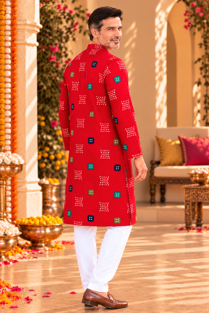 Ruby Bandhani Foiled Printed Kurta