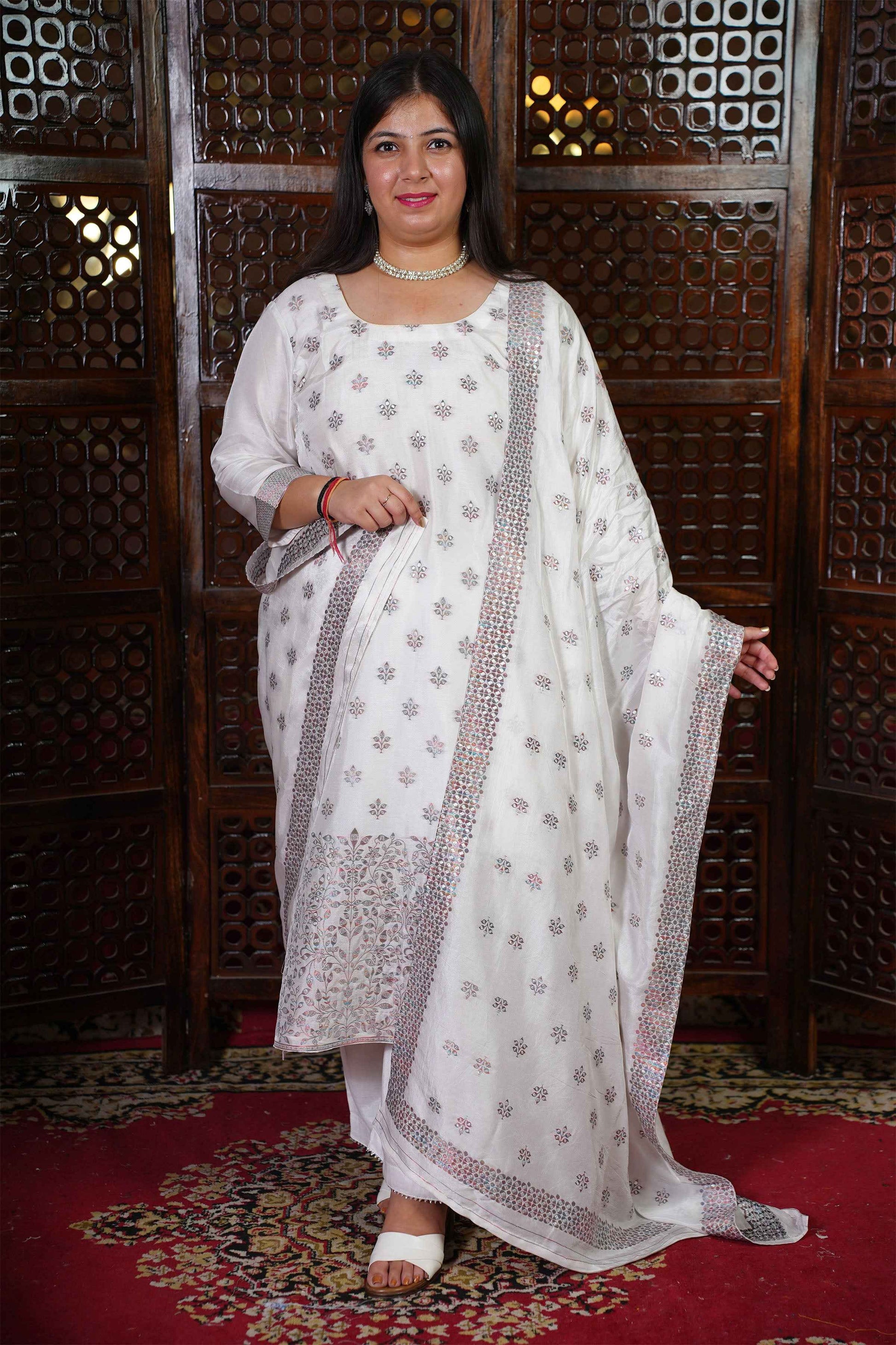 Rucha Jacquard Silk Suit Set XS Palazzo - Main Image