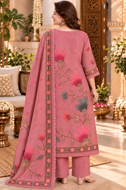 Sahar Pink Shimmer Suit With Bead Highlights