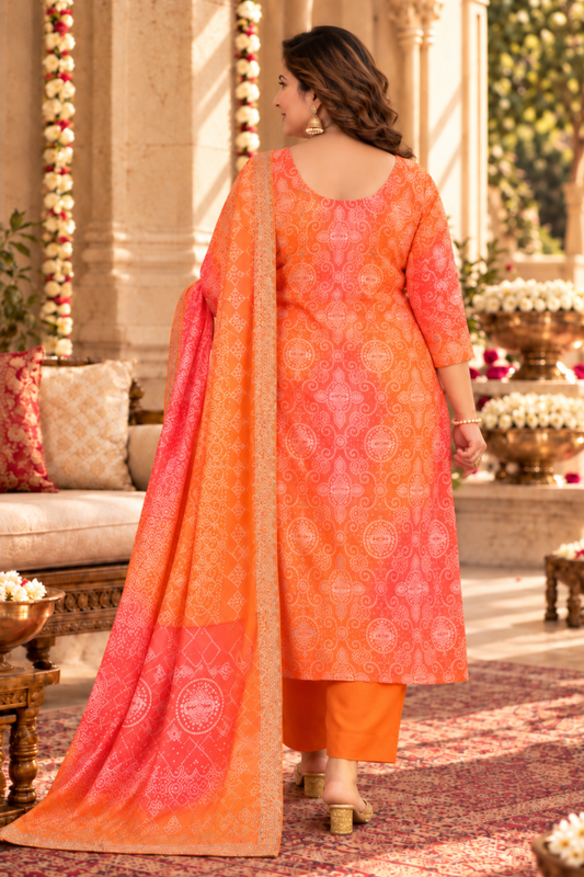 Ruhani Rang Bandhej Suit Set