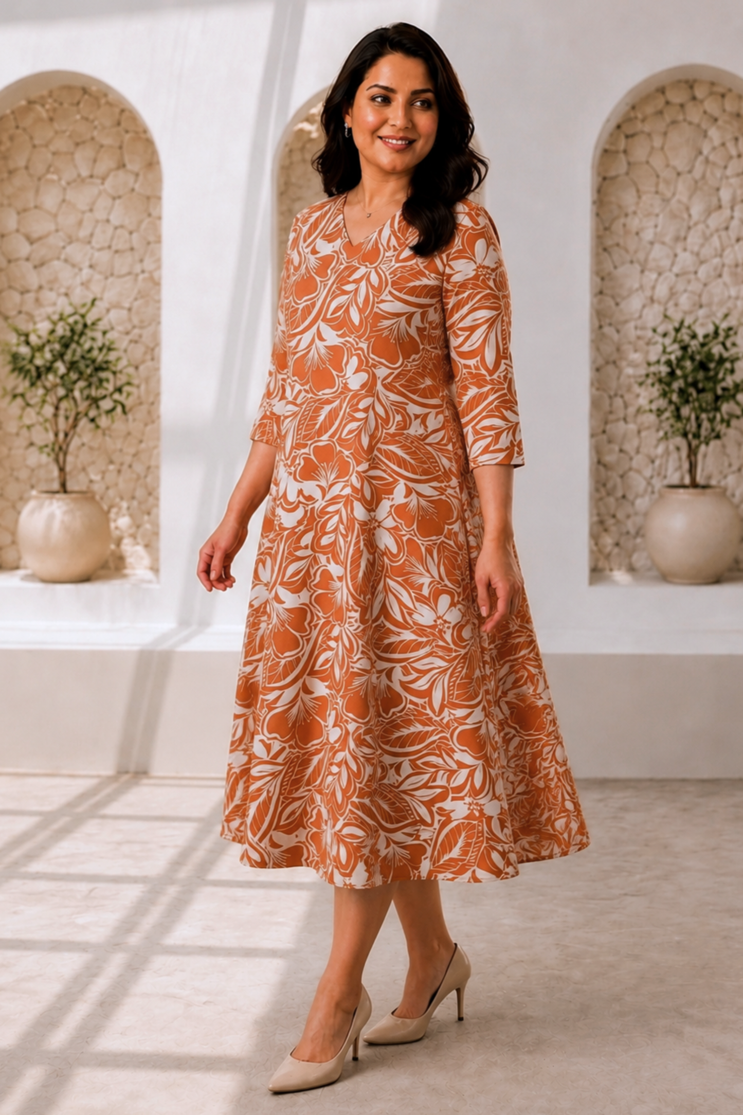 Rustic Bloom Floral Calf Dress