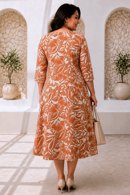 Rustic Bloom Floral Calf Dress