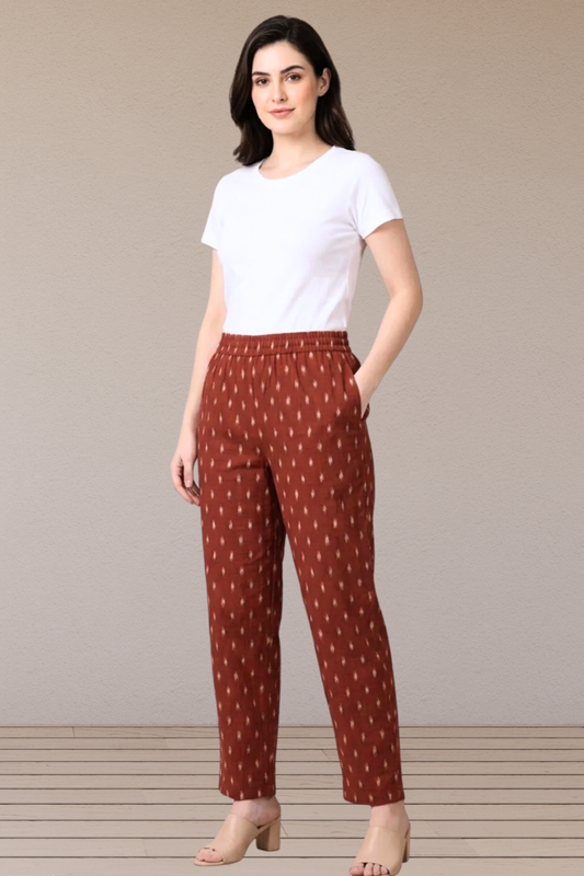 Rust Buta Printed Cotton Pant
