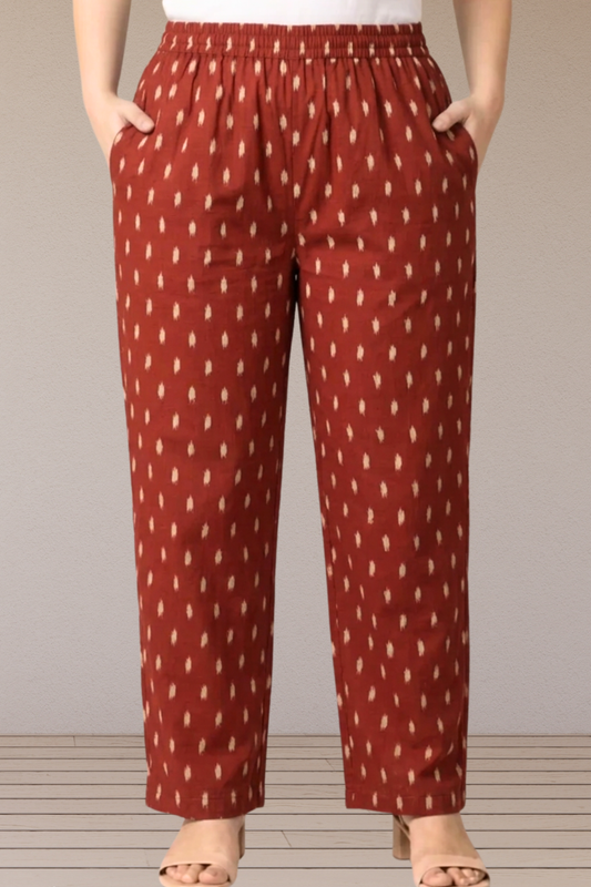 Rust Buta Printed Cotton Pant