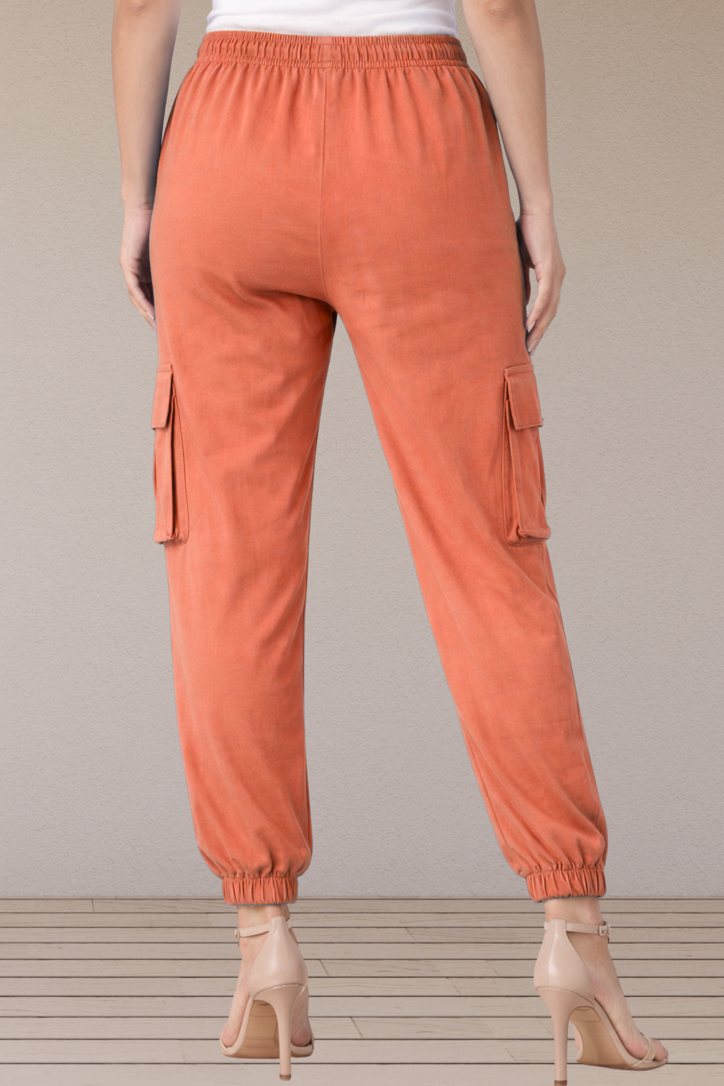 Rust Cotton Cargo Pants