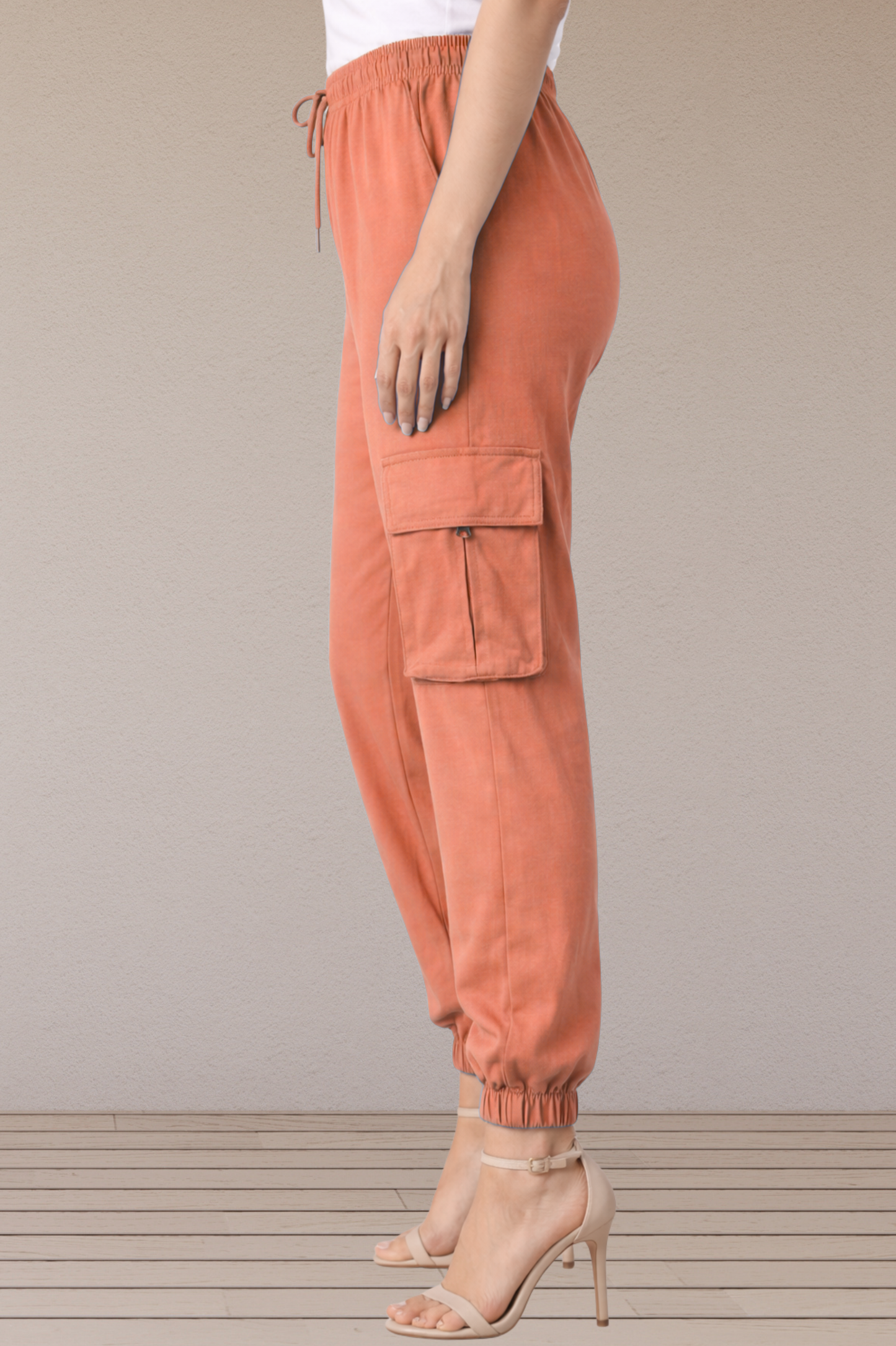 Rust Cotton Cargo Pants