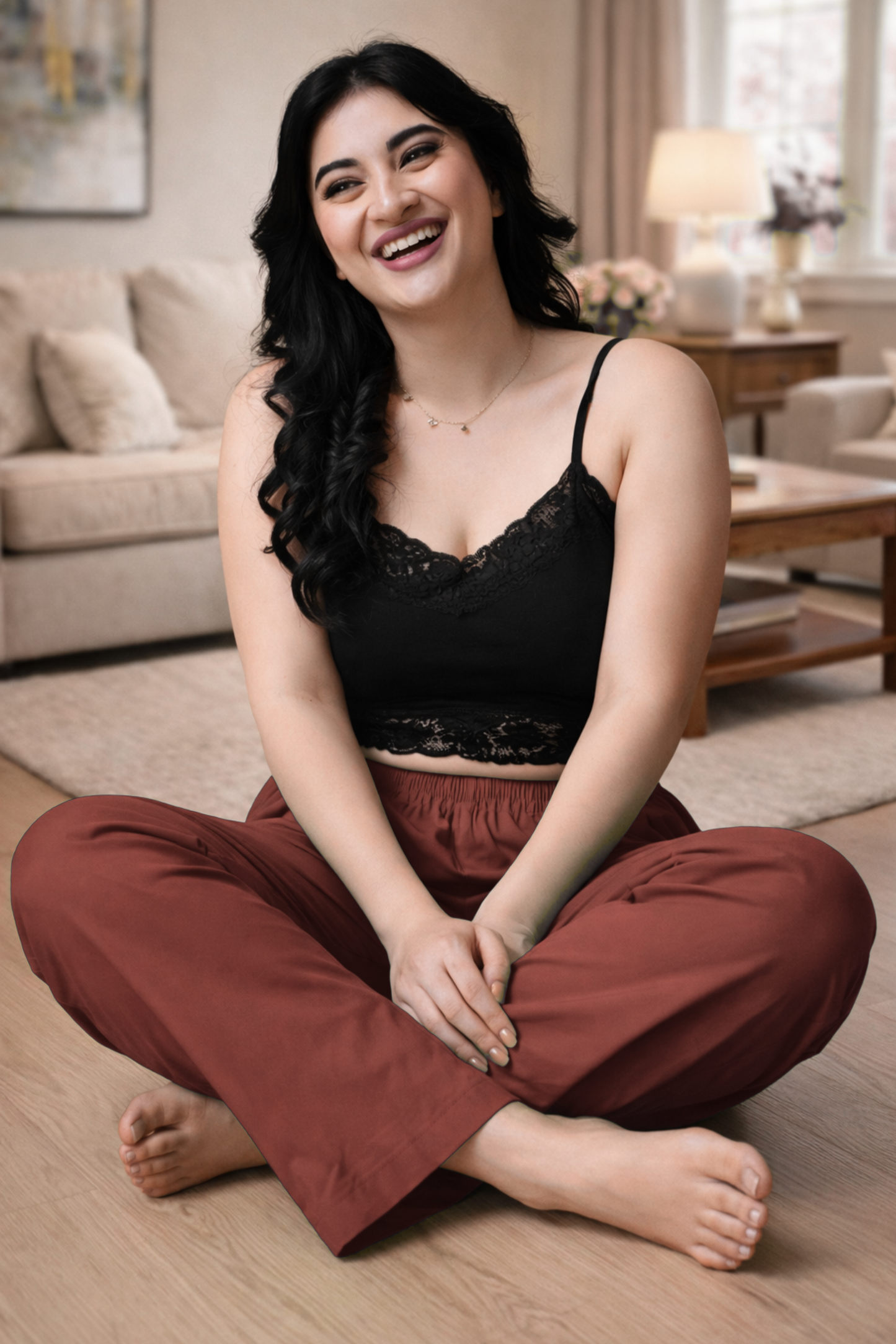 Rust Cotton Kurti Pant