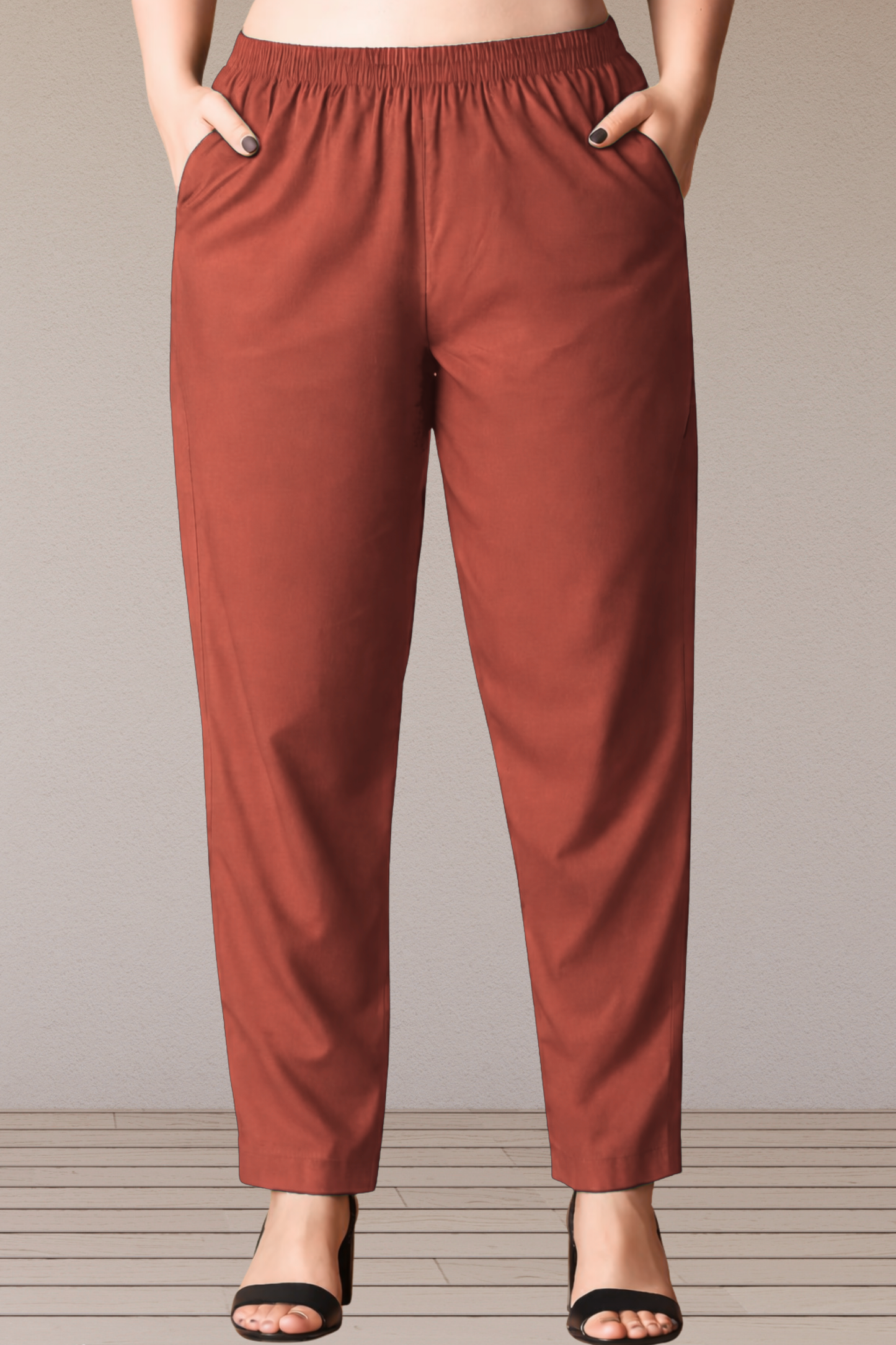 Rust Cotton Kurti Pant