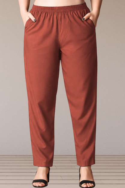 Rust Cotton Kurti Pant