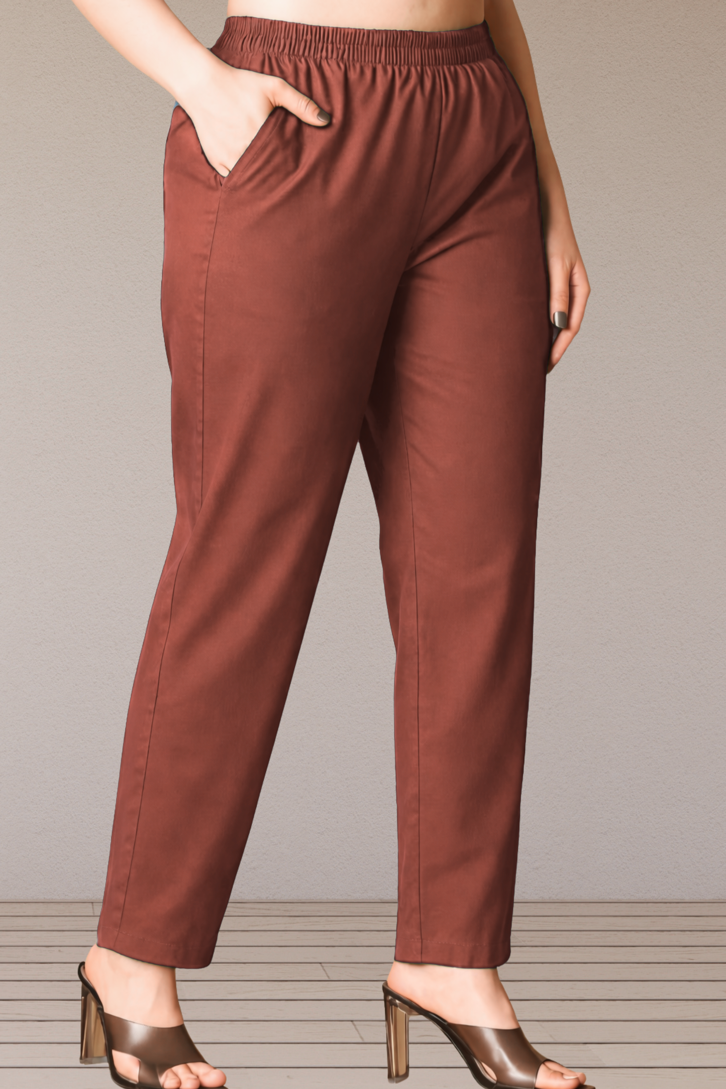 Rust Cotton Kurti Pant