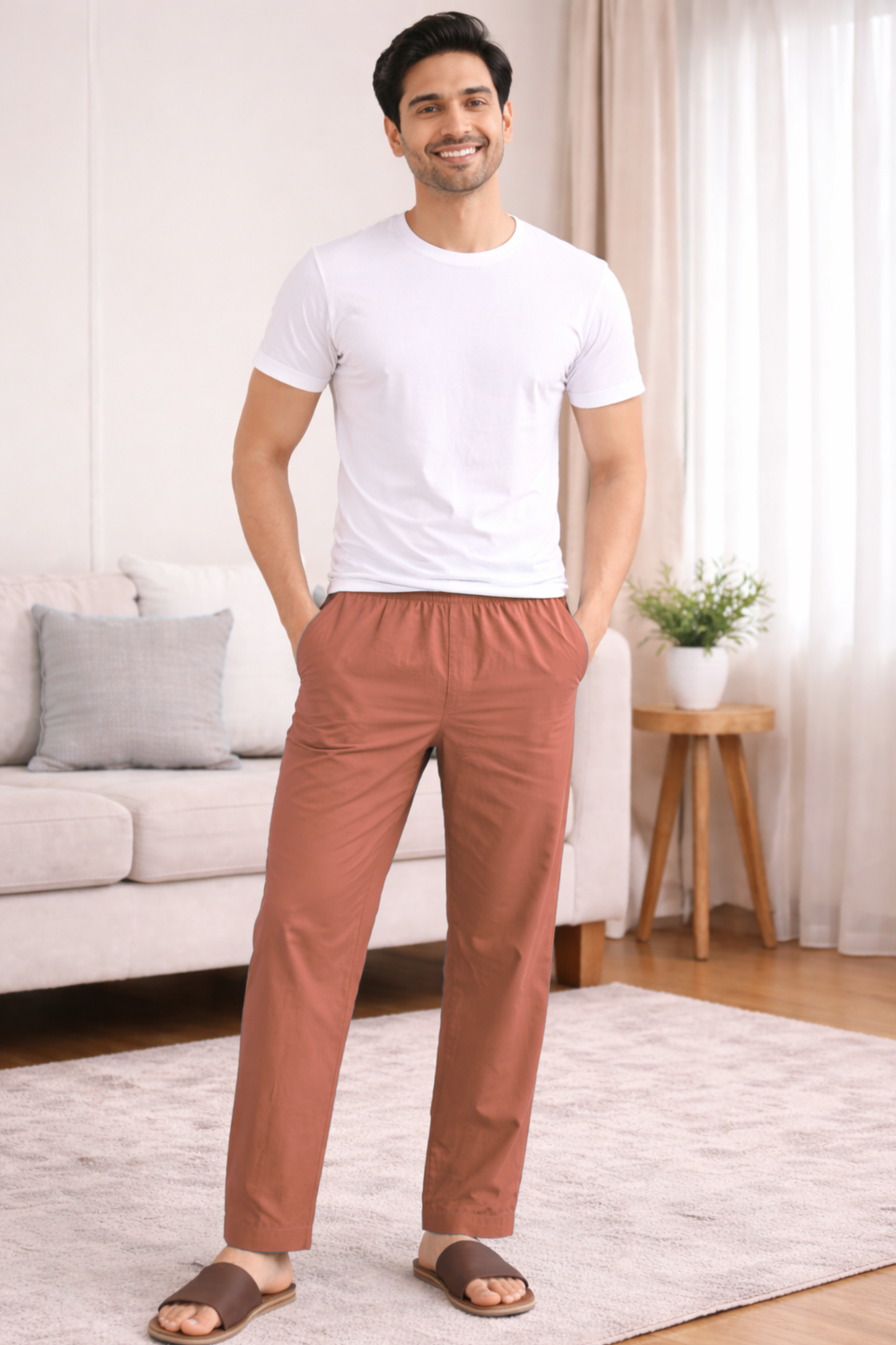 Rust Cotton Pant Pajama