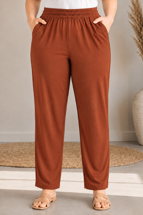 Rust Everyday Cotton Kurti Pants