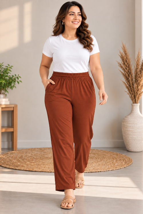 Rust Everyday Cotton Kurti Pants