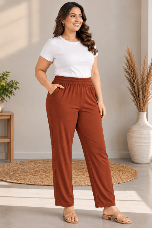 Rust Everyday Cotton Kurti Pants
