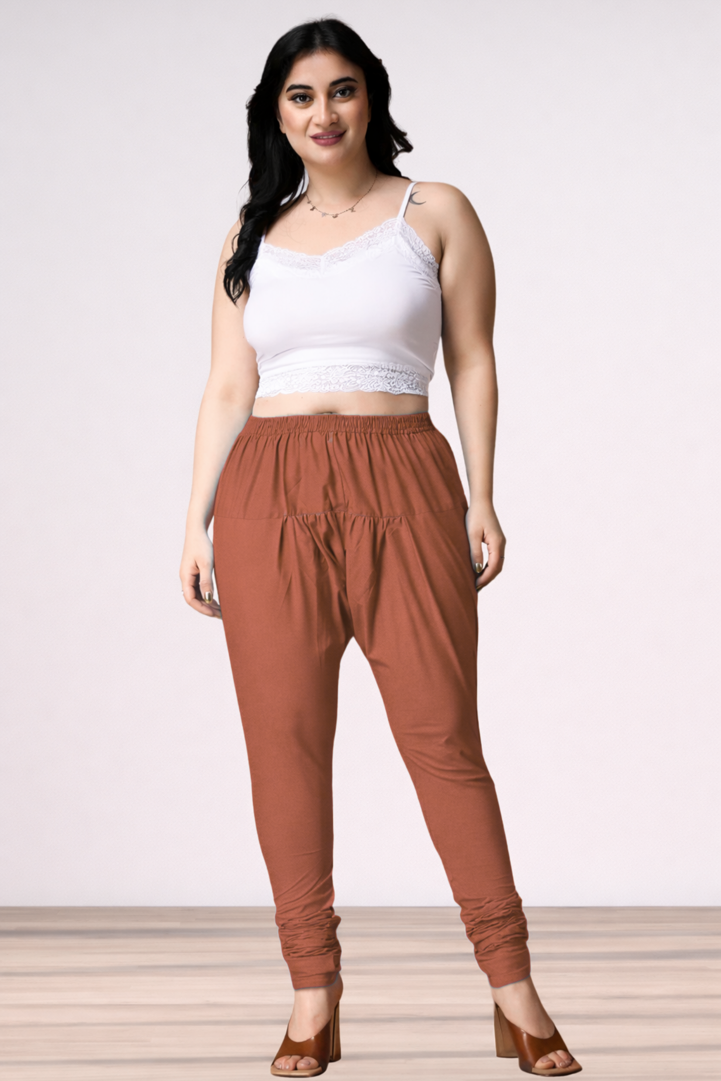 Rust Rayon Churidar Pants