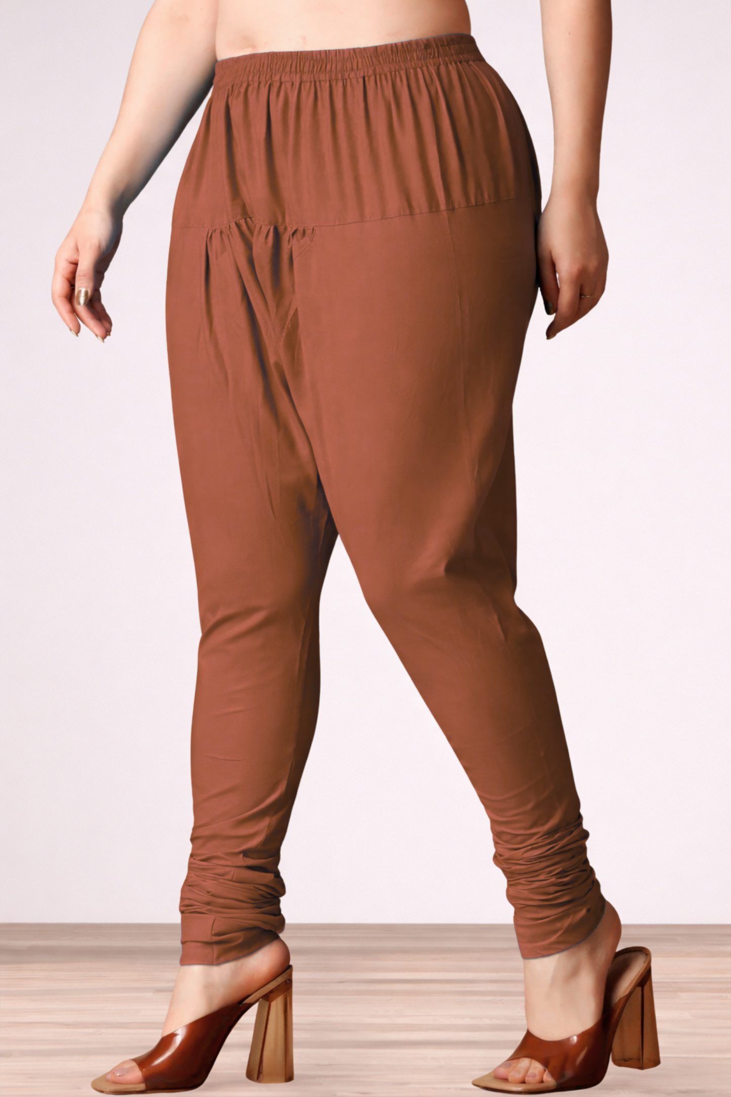Rust Rayon Churidar Pants