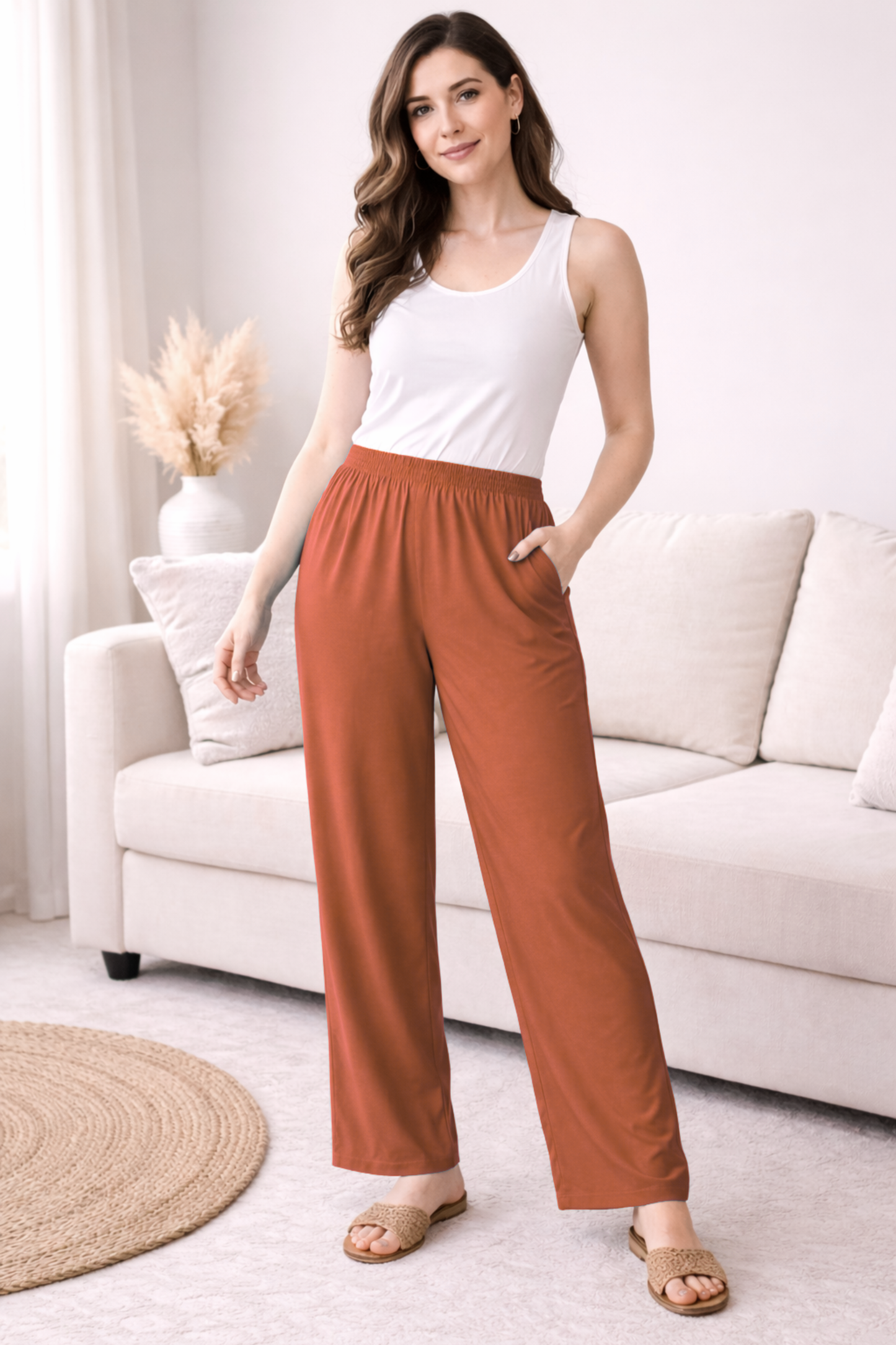 Rust Rayon Kurti Pant