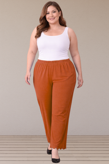 Rust Scallop Cut Palazzo