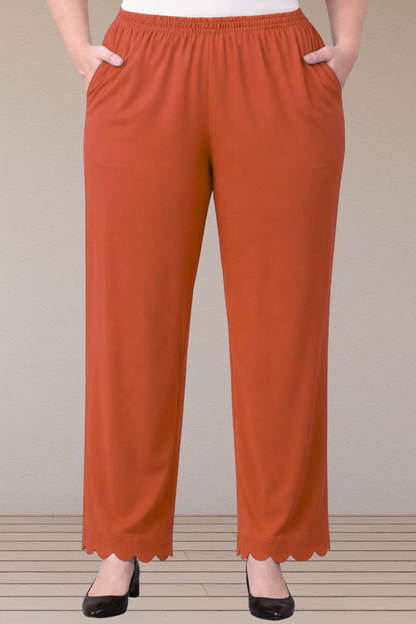Rust Scallop Cut Palazzo