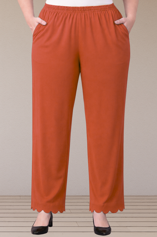 Rust Scallop Cut Palazzo