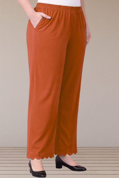 Rust Scallop Cut Palazzo